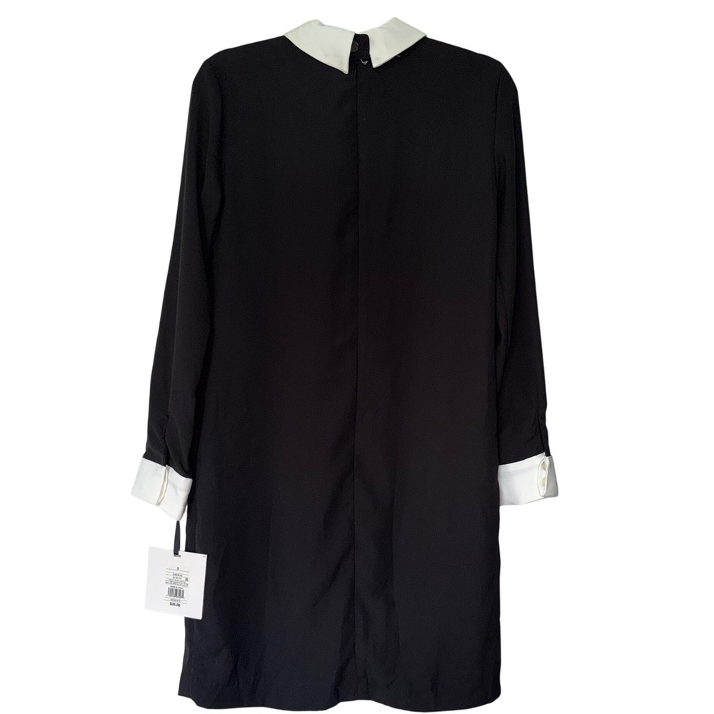 Victoria Beckham Black Shift Dress White Rabbit Embroidered Collar Small NWT - Picture 2 of 7